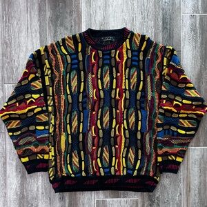 Vintage Protege Men’s 3D Coogi-Style Multicolor Sweater 90’s Size Large